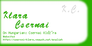 klara csernai business card